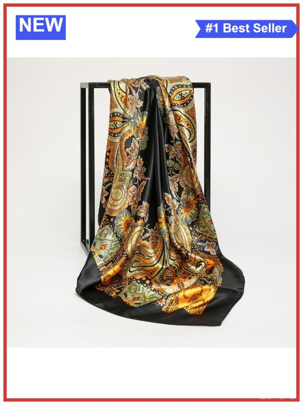 Large Square Satin Head Scarf Silk Bandana Hair Wrap for Women